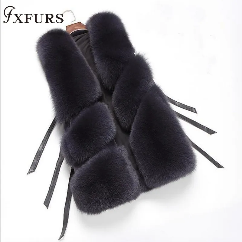 FXFURS женский жилет из натурального Лисьего меха, женский зимний Осенний жилет из натурального Лисьего меха, пальто, Модный женский жилет из натурального меха, женский жилет