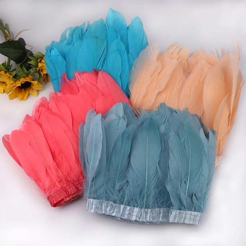 

2 yards Colorful Goose Feathers Trim Fringe Dress Skirt Decoration Geese Plume Ribbon Sewing Crafts Bulk Wholesale