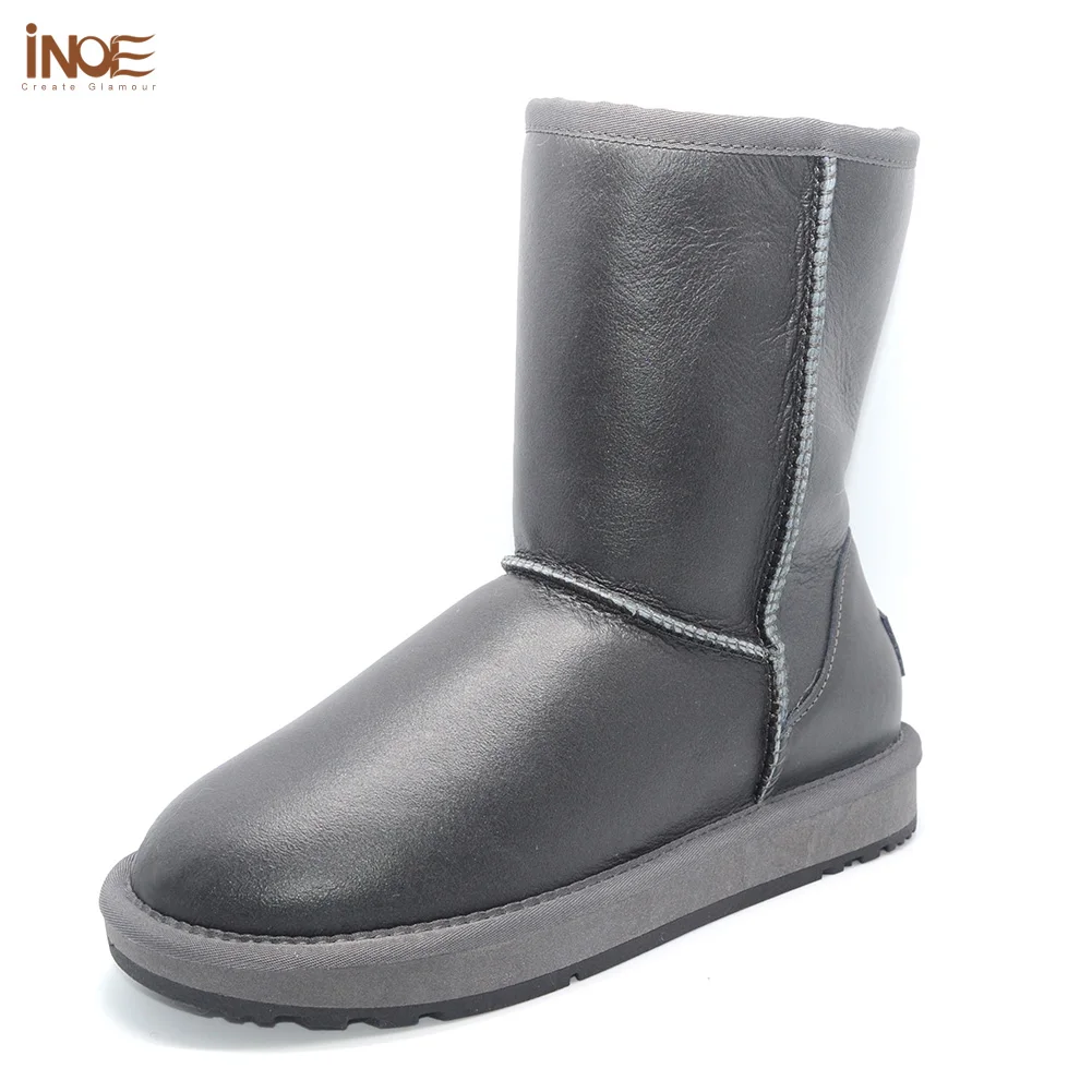 INOE Водонепроницаемые женские зимние ботинки до середины икры из натуральной