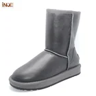 INOE Водонепроницаемые женские зимние зимние ботинки до середины икры из натуральной шерсти на подкладке из овечьего меха из натуральной шерсти теплые зимние ботинки до середины икры теплая обувь серый