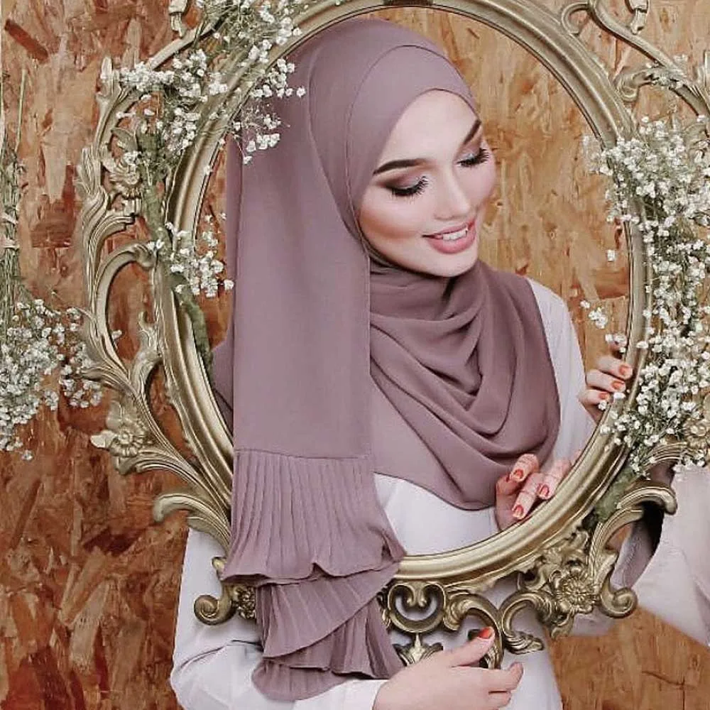 Новинка 180*70 см Женский мусульманский Макси шифоновый мерцающий тюрбан в форме