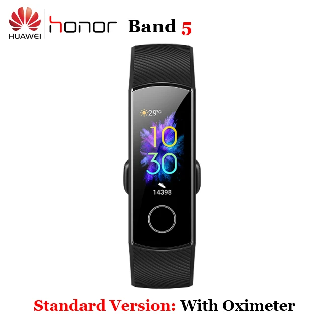 Band 5 Black Умный Браслет huawei Honor Band 4 5 Amoled, цветной сенсорный экран 0,95 дюйма, для плавания, для обнаружения сердечного ритма, сна - Color: Band 5 Black