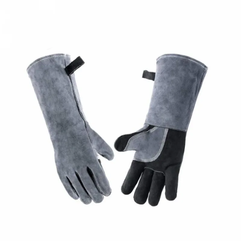 

1Pair Welding Gloves BBQ Kitchen Stove Heat Puncture Resistant Pet Training Thick Leather Gloves