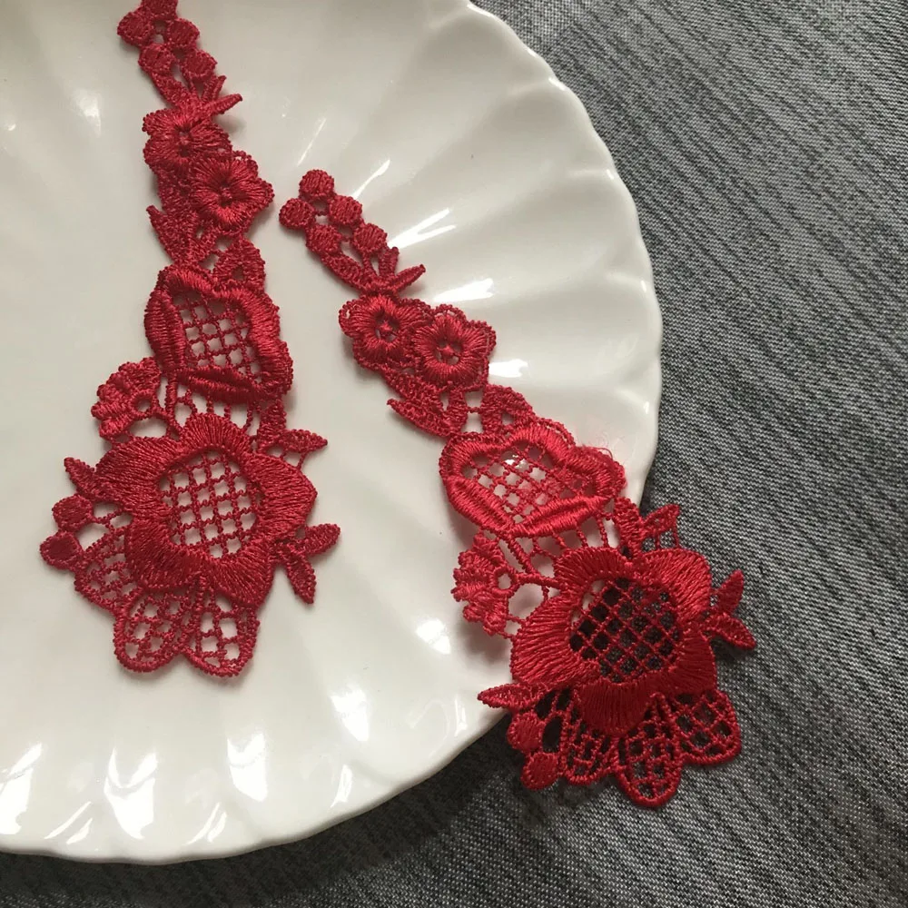 2 шт./компл. красные полые нашивки для одежды 3D вышитые шитья сделай сам Пришивные