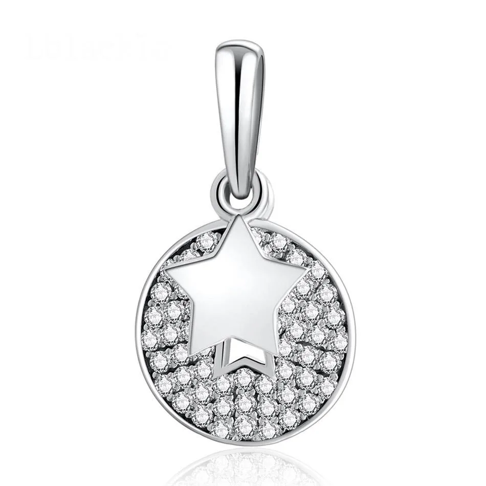 

Authentic S925 Silver Bead Celebration Stars With Crystal Necklace Pendant Charm fit Lady Bracelet Bangle DIY Jewelry