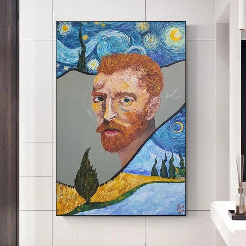 

Famous Art Van Gogh Starry Sky Portrait Painting Canvas Painting Posters and Prints Cuadros Wall Art for Living Room Home Decor