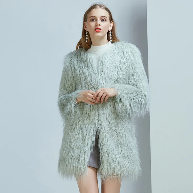 Зимняя меховая шуба женская из искусственного меха модная пушистая мягкая