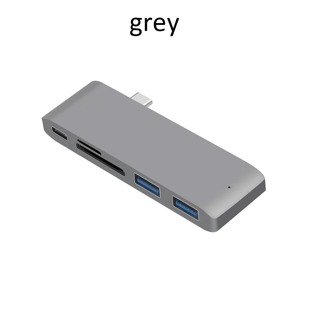 5 в 1 высокоскоростной USB C 3,1 type C концентратор питания PD-power USB 3,0 комбо-разветвитель SD/TF кардридер для MacBook 12 дюймов Dell - Цвет: Серый