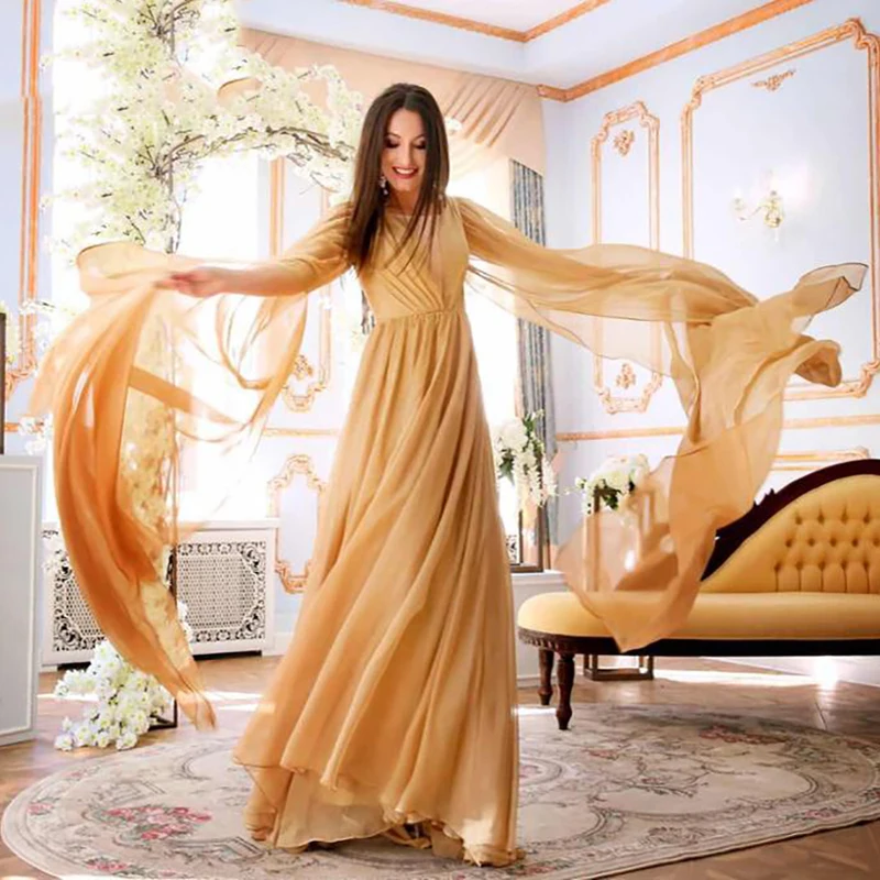Длинная накидка из Саудовской Аравии вечерние платья с золотистой лентой