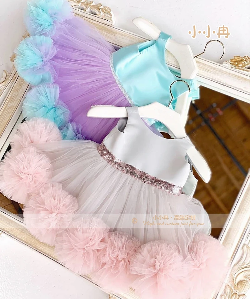 

Cute Baby Girls Dresses Knee-Lenght Puffy Toddler Infant First Birthday Dresses Tutu Dress 1-6Y