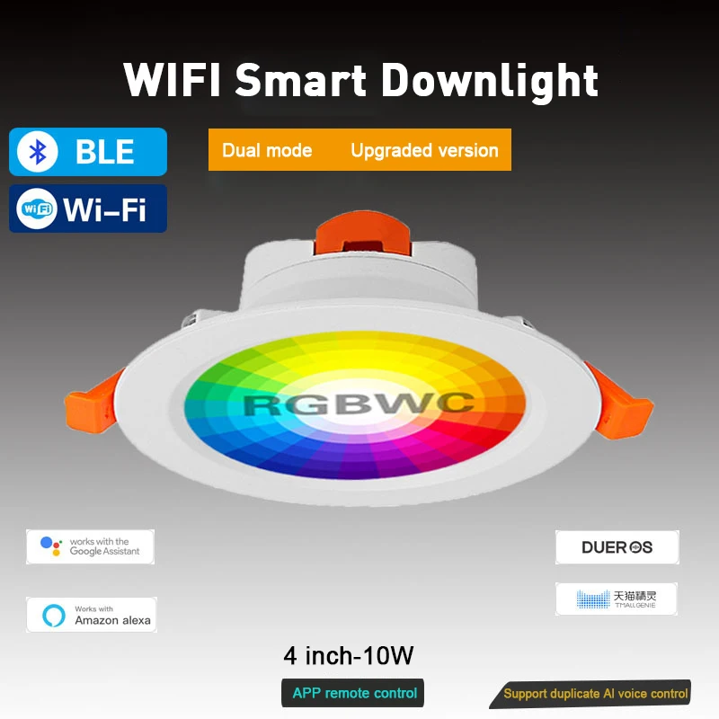 

Потолочный светильник Tuya Zigbee, 3.0 Интеллектуальный светильник, 7 Вт/10 Вт, RGB-подсветка, голосовое управление, работа с Alexa