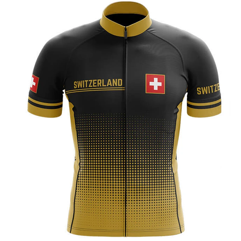 New yellow Switzerland Cycling jersey Set Summer Bicycle Clothing Maillot Ropa Ciclismo MTB Bike Clothes Sportswear Suit | Спорт и