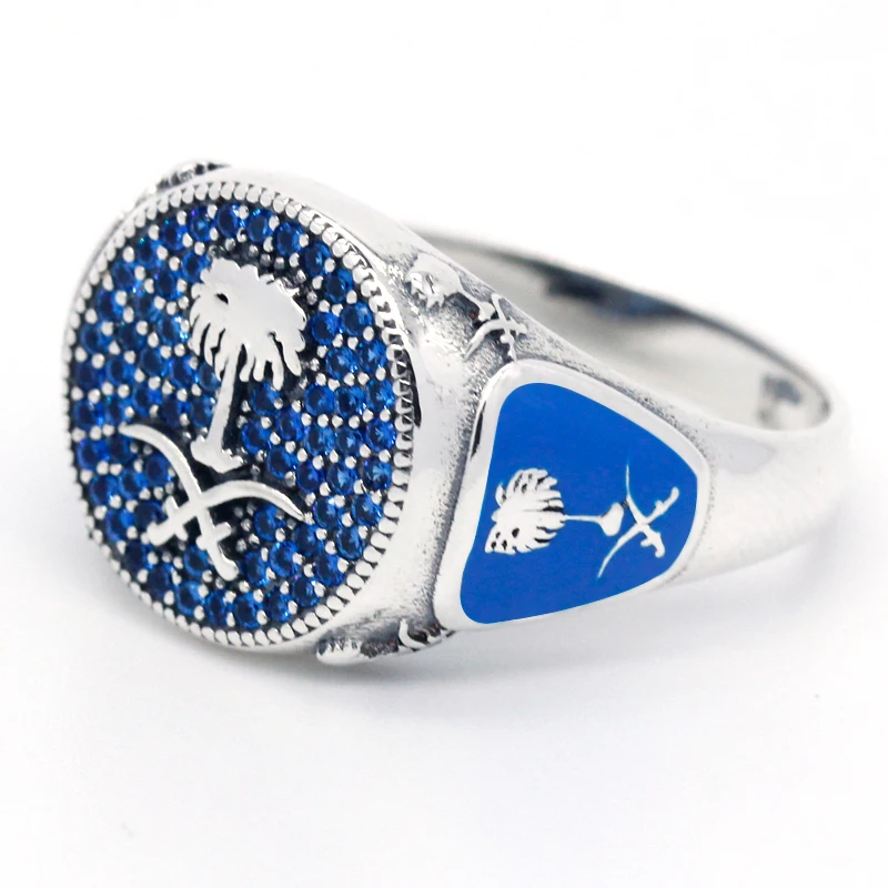 Новое 925 пробы Серебряное кольцо для мужчин женщин исламские двойные мечи