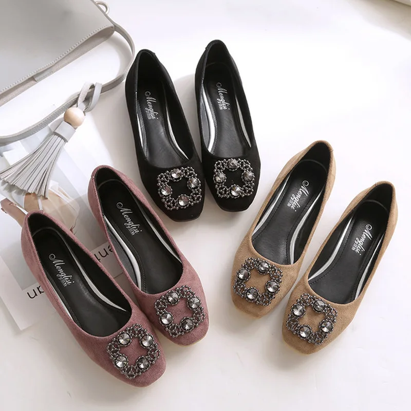 

Women Boat Shoes Slip-on Flats Flock Crystal High Quality Party Wedding Fashion Shoes Woman Plus Size Loafers Ladies Promotion