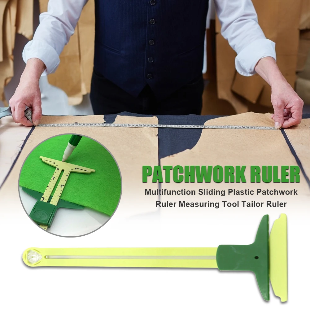

5 in 1 Sliding Ruler DIY Measuring Sewing Cutting Tool Drawing Patchwork Ruler Yardstick Rulers School Office Supplies