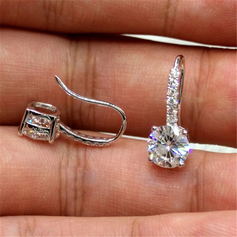 

S925 Sterling Silver color Earring for Women Fine Bizuteria Oorbellen Silver 925 Jewelry Diamond Gemstone Drop Earrings Girls