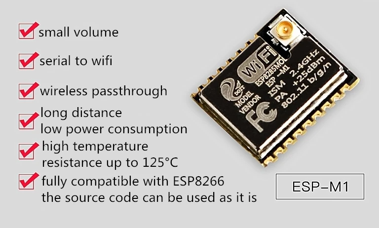 ESP-M1 беспроводной модуль Wi-Fi ESP8285 совместим с сертификатом ESP8266/FCC/CE содержит