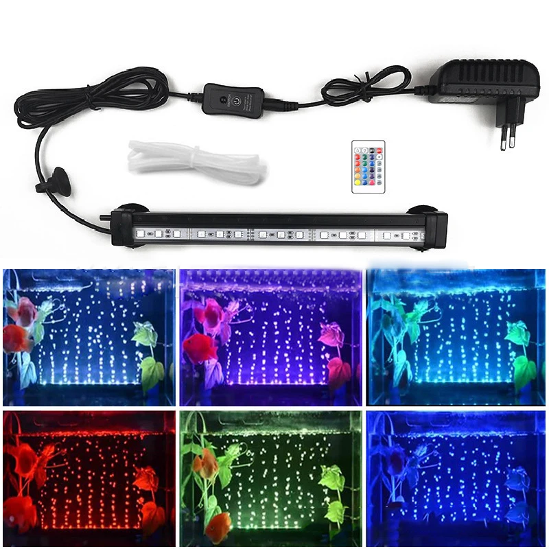 

Aquarium LED light Air Bubble Aquarium Lamp Underwater Submersible Fish Tank Light Color Changing Oxygen pump Accessories