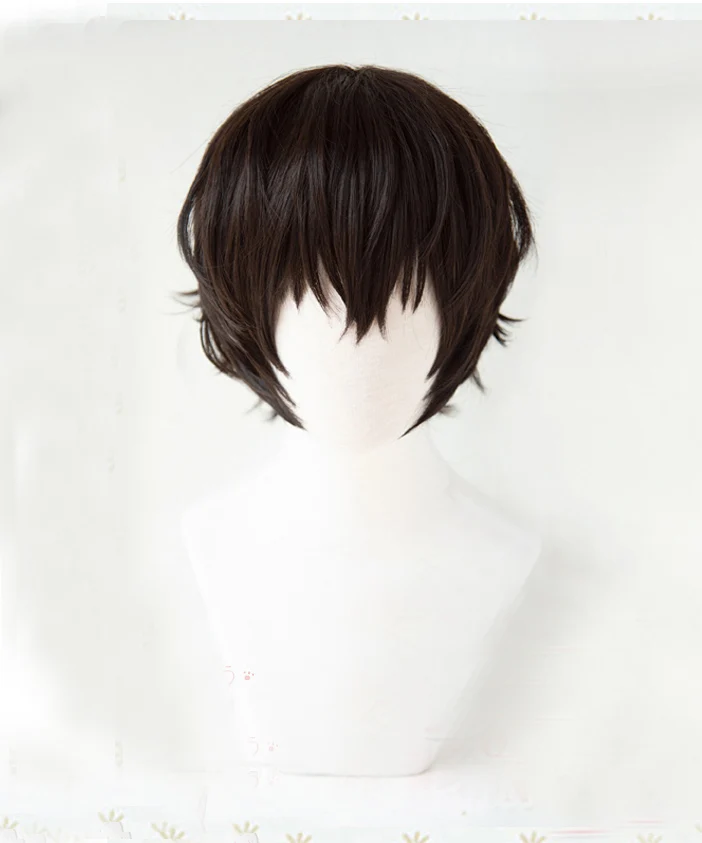 Парик и шапочка для косплея Bungo Stray Dogs дазай Осаму короткие коричневые вьющиеся