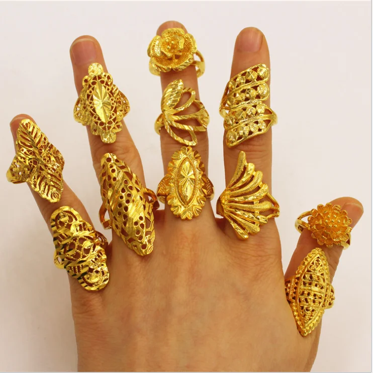 Новое взрывное изделие золотые цветы счастливые женские кольца Африканские