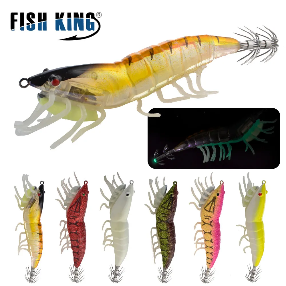

FISH KING наживка-кальмар 3,0 #3,5 # крючки для грузила, рыболовная приманка, искусственная фосфоресцирующая приманка для креветок, рыболовная снас...
