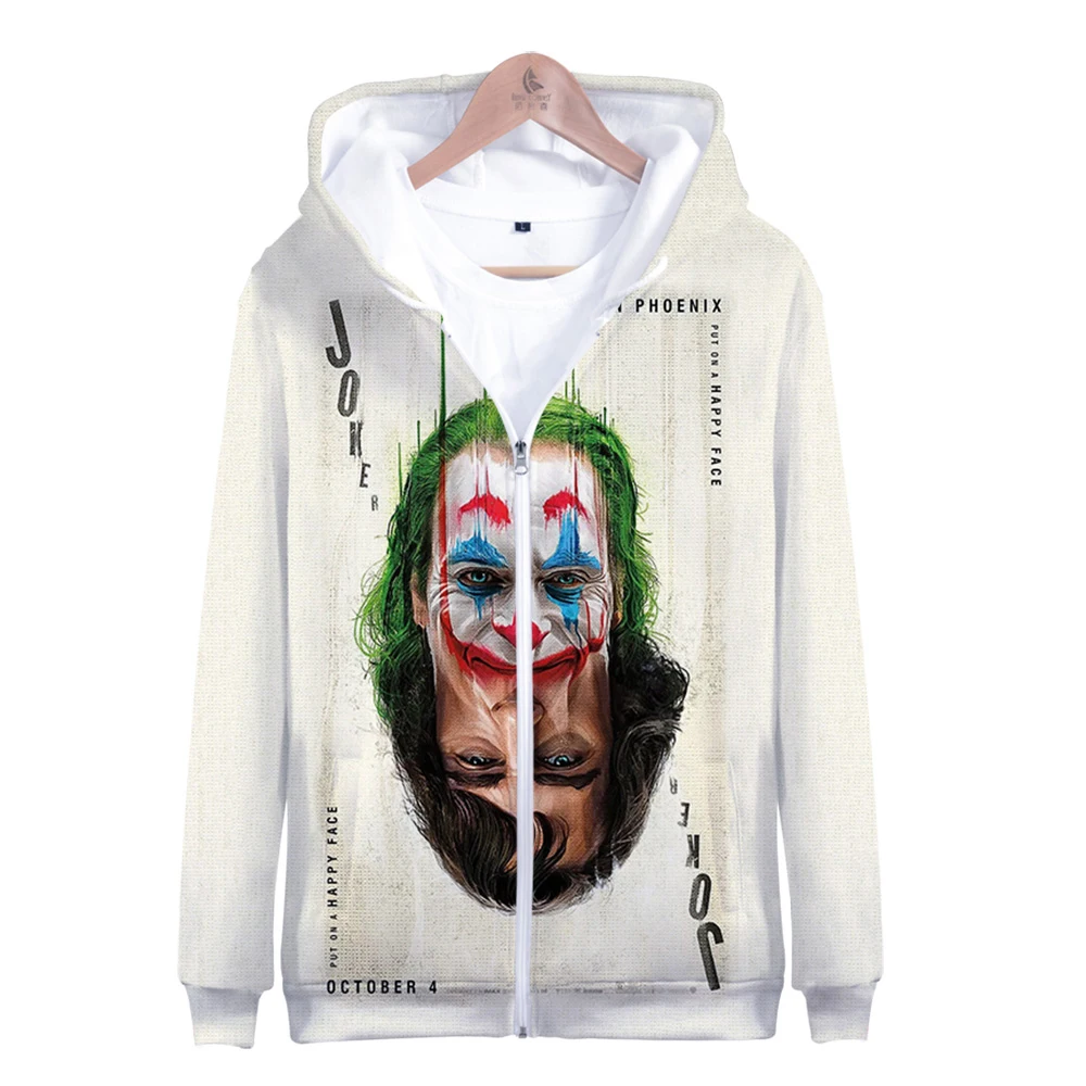 

Толстовка HAHA Joker Мужская на молнии, теплая Модная смешная уличная одежда с 3D-принтом, Джокер, верхняя одежда на молнии, Осень-зима