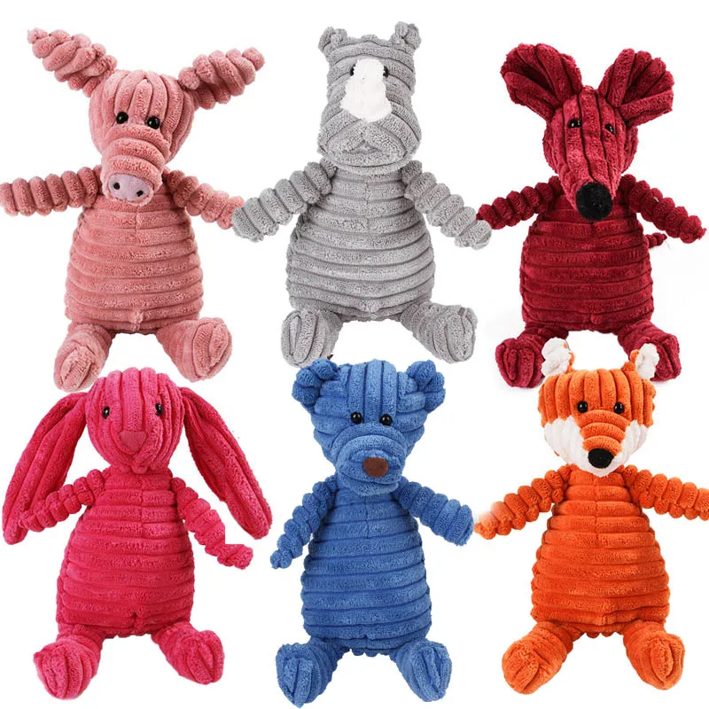 

Corduroy Dog Toys for Small Large Dogs Animal Plush Dog Squeaky Toy Puppy Chew Toys Bite Resistant Pet Toy For Dogs Squeaker