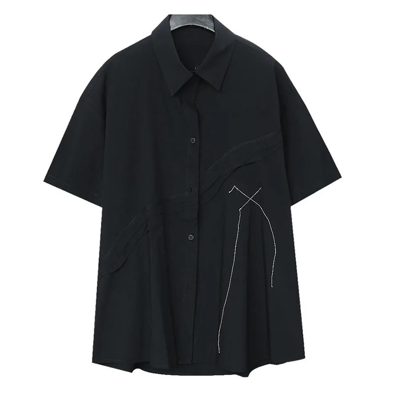 

XITAO Single Breast Blouse Fashion Black White Goddess Fan Casual Style 2021 Summer Minority Loose Elegant Shirt Top WMD1437