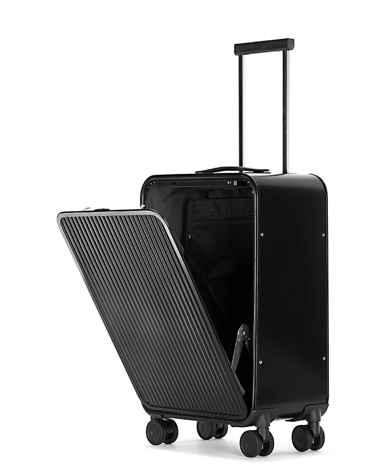 Black 16''2" 24" дюймов Алюминиевый Чемодан каюта чемодан на колесиках для путешествий деловая сумка на колесиках ТАС замок носить на прокатный багаж - Цвет: Black