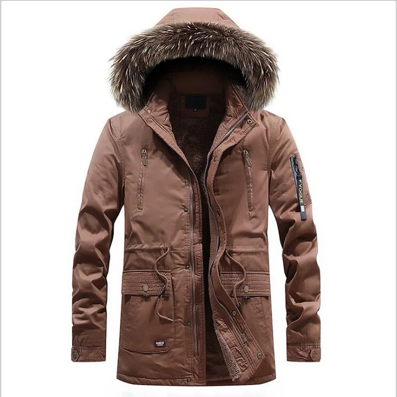 VXO Thick Warm Jacket Men Cargo Multi-Pocket Outwear Outdoor Men's Winter Parkas Fleece Fur Collar Hooded Coat Windbreake L-3XL