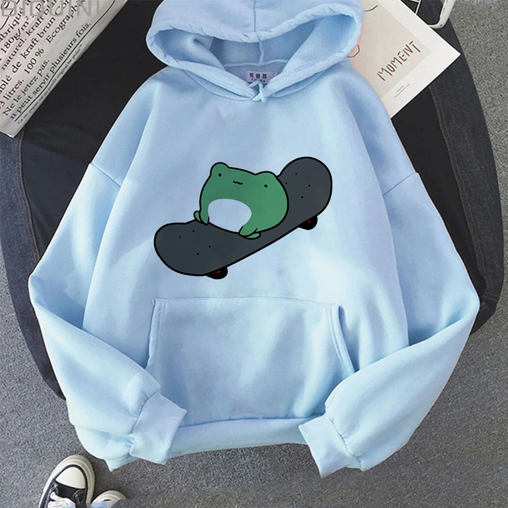 2021 Autumn Skateboard Frog Print Oversized Sweatshirt Men And Women's Hoodies Harajuku Warm Pullover Womens Korean Style Hoodie