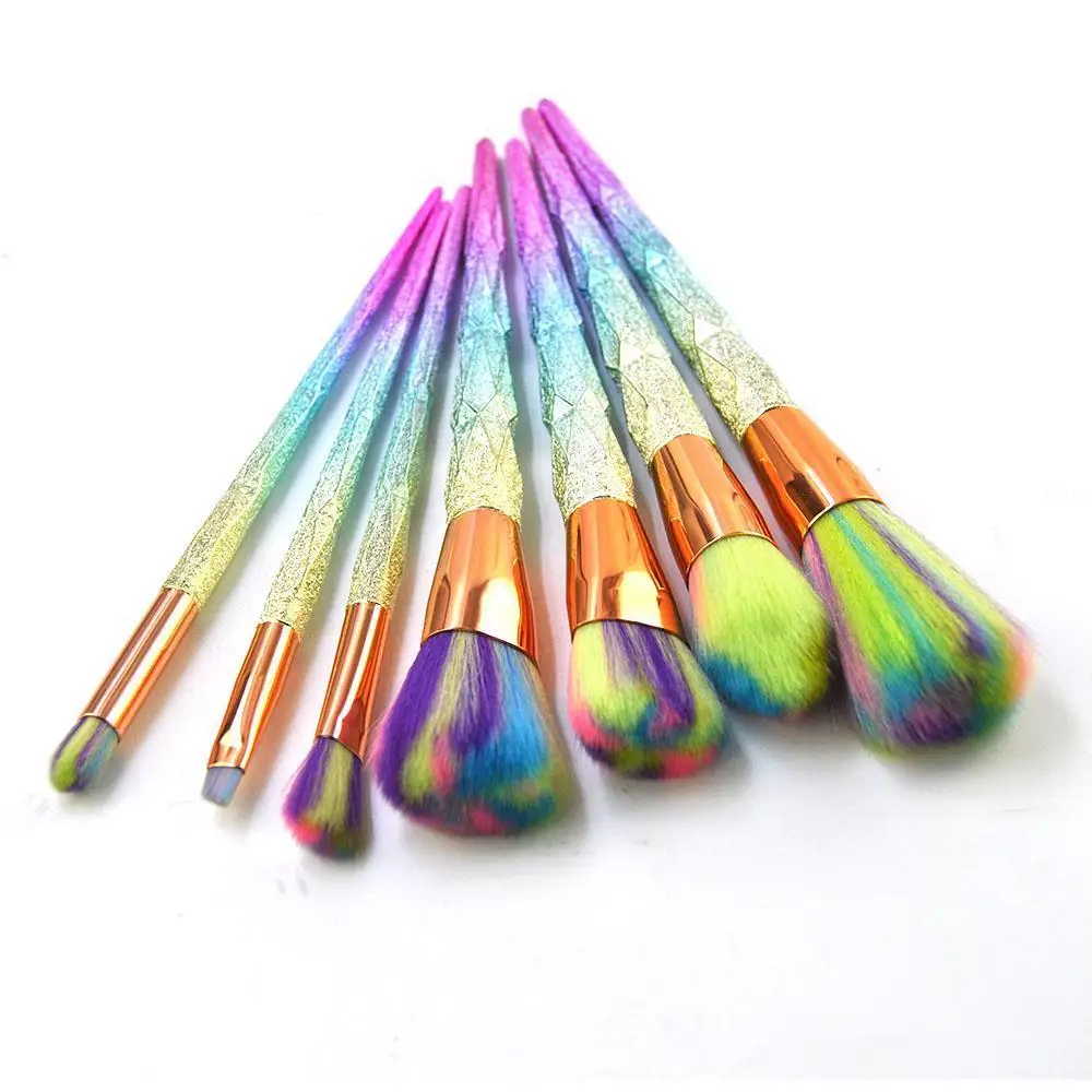 7 шт 3D блестящие алмазные кисти для макияжа с единорогом набор растушевки основы