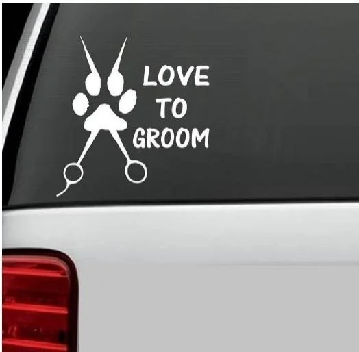 Любовь к жениху ножницы для стрижки собак стилист наклейка 14х14см | Автомобили и