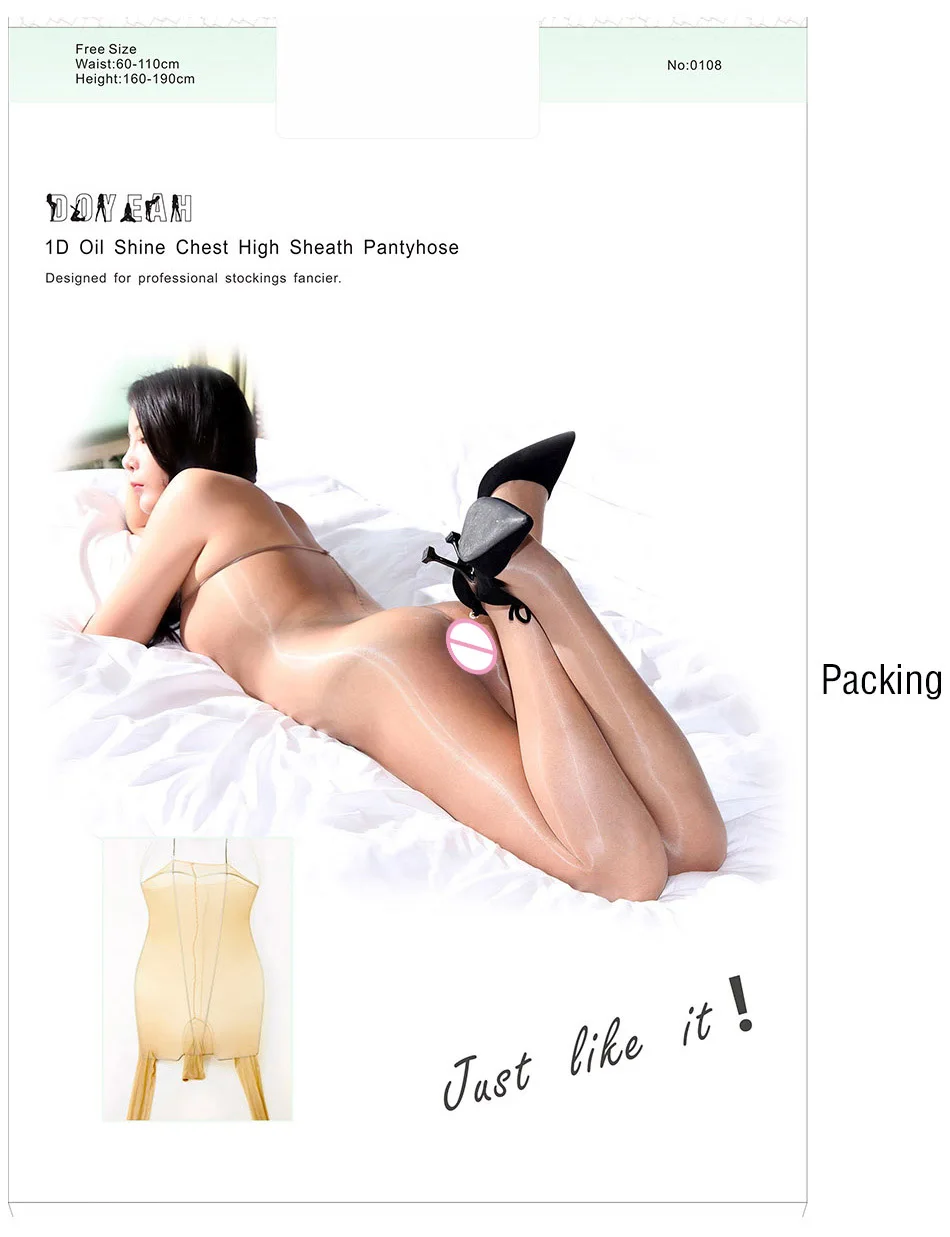 1D масляный блеск супер высокая талия от чистой до груди колготки чулки с крышкой