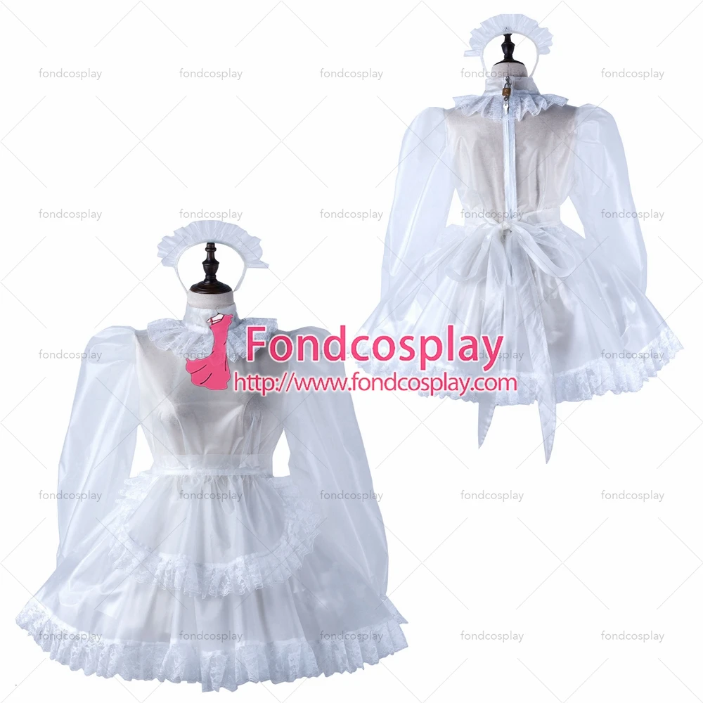 

fondcosplay adult sexy cross dressing sissy maid short clear pvc dress lockable Uniform apron costume Tailor-made[G2212]