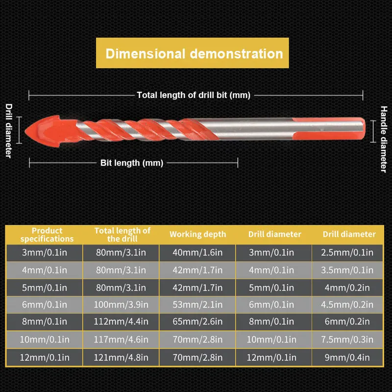 

8 Pcs/Set Multifunctional Drill Bits High Quality Construction Ceramic Triangle Drill Bits Set For Tile Concrete Glass Marble