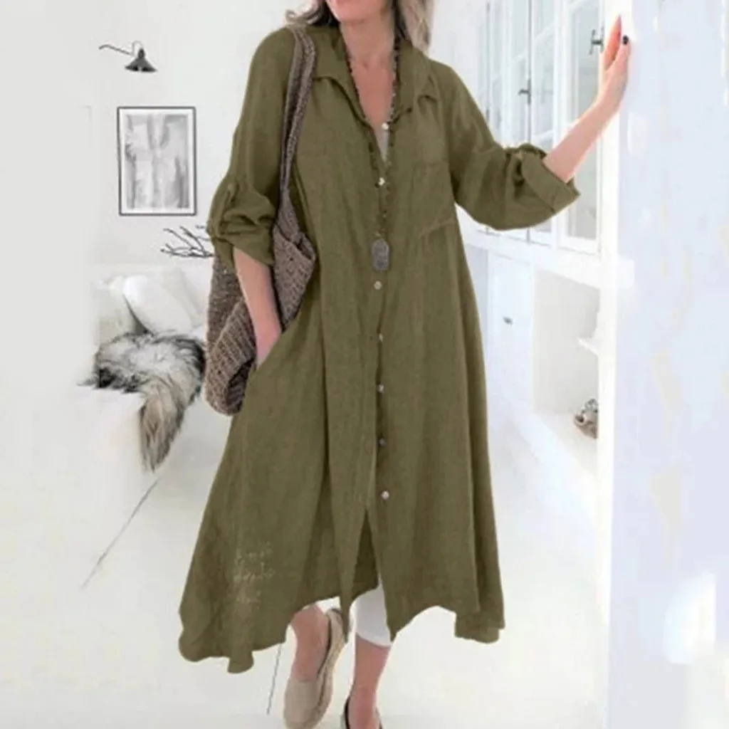 Женское платье Лето Плюс Размер Повседневный длинный рукав асимметричный