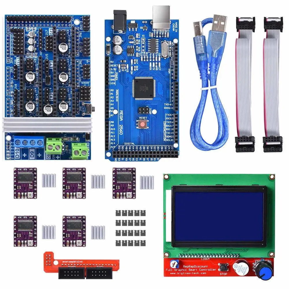 For Arduino 3d Printer Kit Mega 2560 R3 + Ramps 1.4 Controller + Lcd 12864 + 6 Limit Switch Endstop + 5 A4988 Stepper Driver