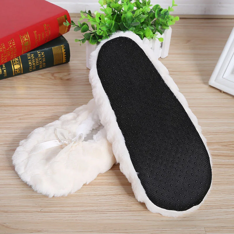 

2021 Indoor Home Slippers Warm Soft Plush Slippers Non-slip Indoor Fur Slippers Solid Color Cute Women Shoes