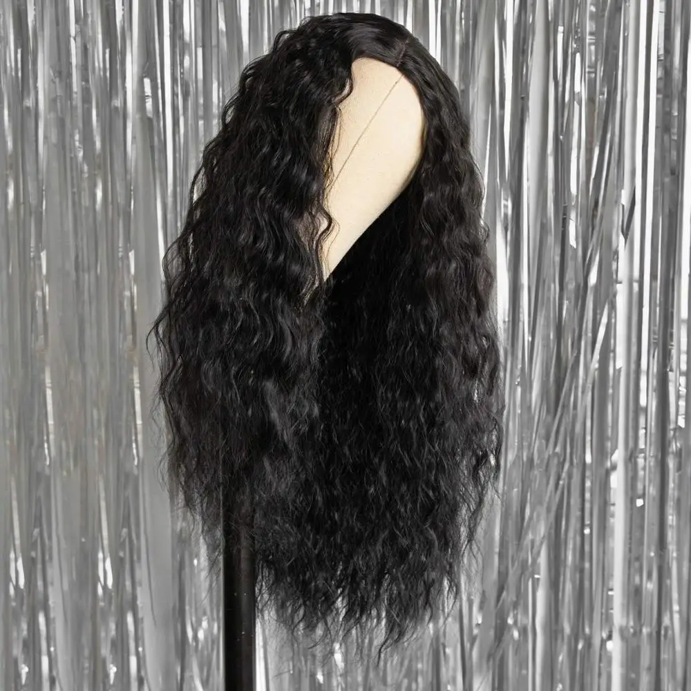 Длинные черные курчавые афро кудрявые вьющиеся человеческие волосы парик на