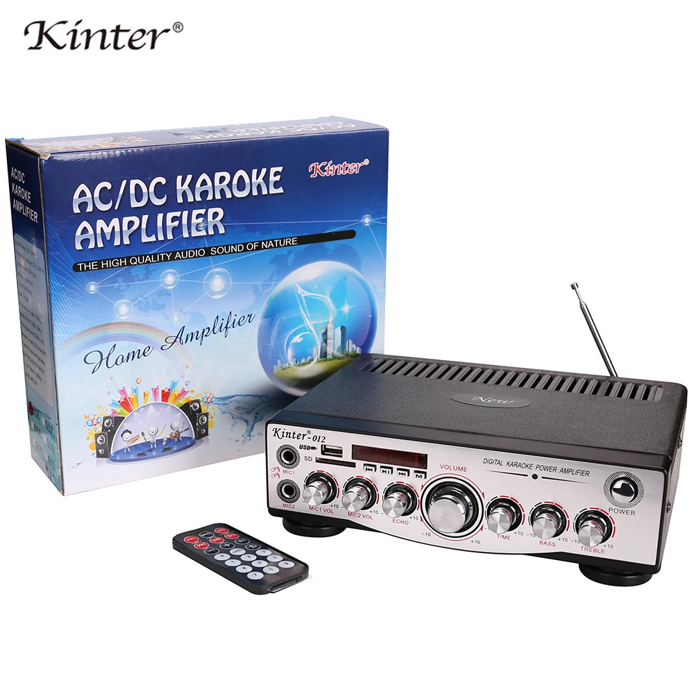 Kinter-012 усилитель звука для динамика 30 Вт 2 канала мини домашний кинотеатр усилитель аудио с USB SD MIC вход FM радио светодиодный дисплей