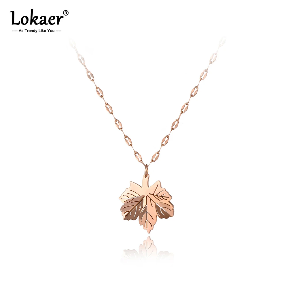 Женское колье с кулоном в виде кленового листа из нержавеющей стали|Ожерелья