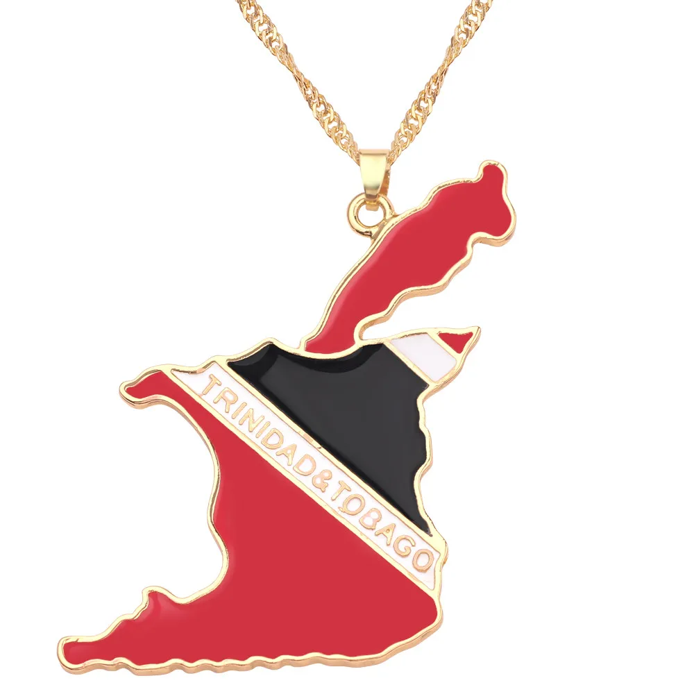 Trinidad and Tobago карта кулон в форме флага и ожерелье золотого цвета модные этнические