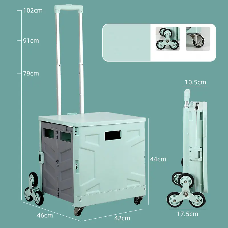 Collapsible Stair Climbing Utility Cart, Portable Small Trolley with Rolling Swivel Wheels & Telescopic Handle