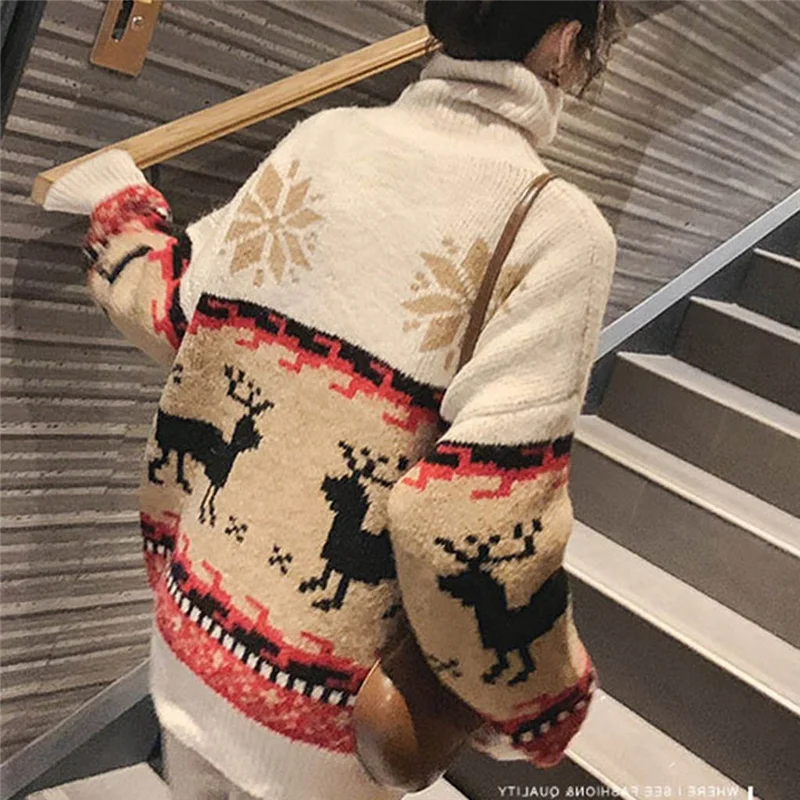 Рождественский женский свитер 2019 пуловер с принтом лося свитера осенне-зимние