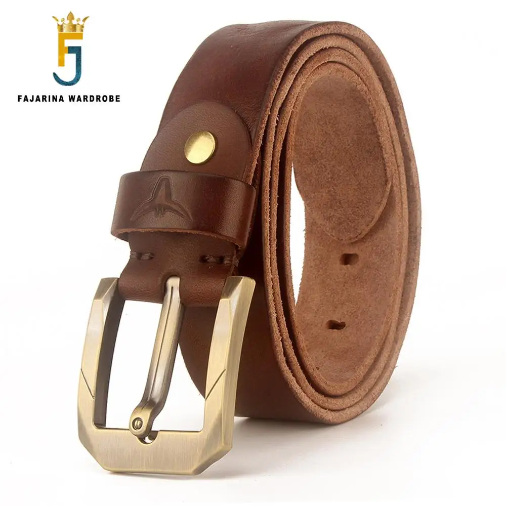 Ремень FAJARINA мужской из 100% натуральной воловьей кожи повседневный пояс для