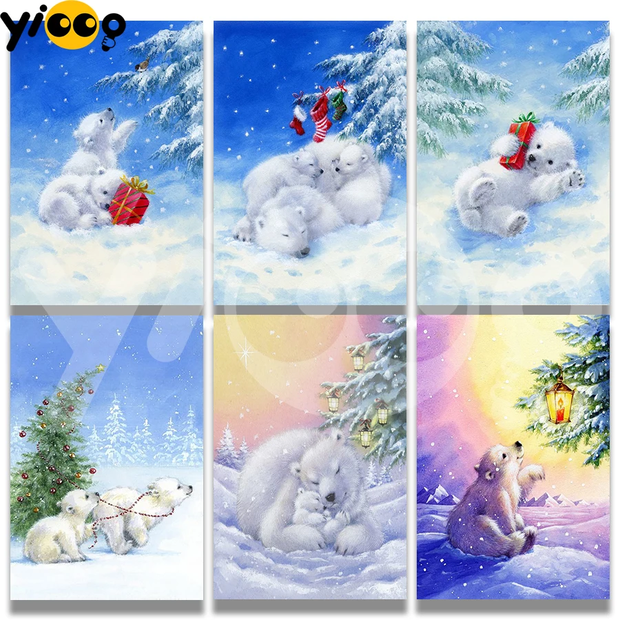 

Full Square/Round Diamond Embroidery Snow Polar Bear Animals 5D Diamond Painting Rhinestone Mosaic Home Decor Gift