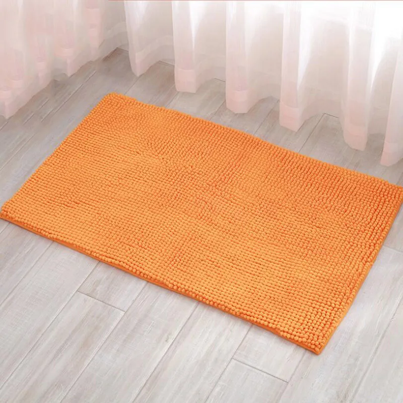 Orange Short-Haired Chenille Doormat Rug Water Absorption Carpet Kitchen Bathroom Carpet Floor Mat for Living Room Anti Slip Bath Mat - Цвет: Orange