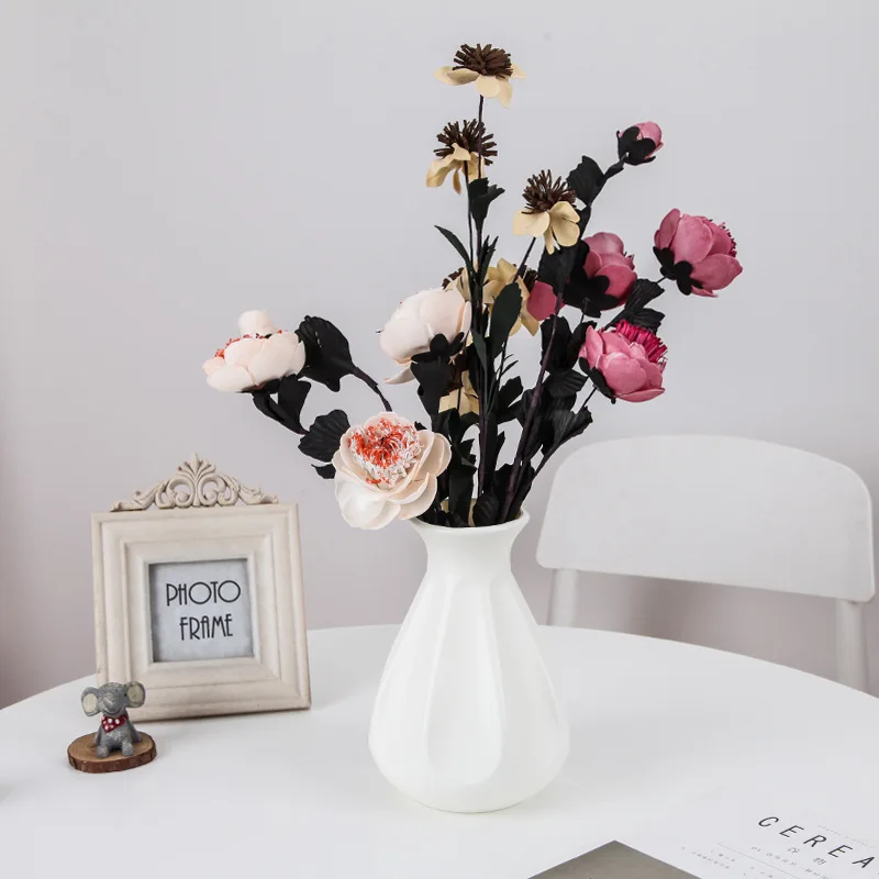 Plastic Flower Vase Decoration Home White Vases Imitation Ceramic Pot Nordic Style Basket | Дом и сад