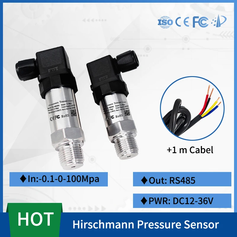 Precisão da Saída Jqp300 do Sensor 12-36vdc Rs485 do Transdutor de Pressão do Transmissor de 0.2% para o Óleo de Gás da Água com Cabo de 1m